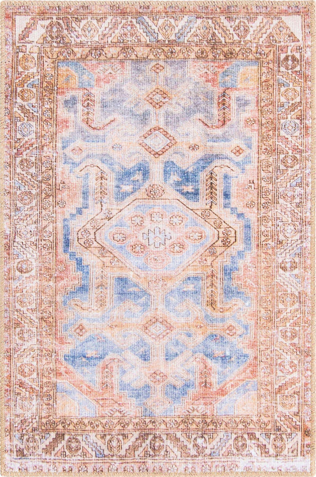Washable Blue 2' x 3' Timeless Rectangle Area Rug Easy to Clean Stain Resistant & Durable Traditional Classic Vintage Design Carpet for Sale at Rug Engine