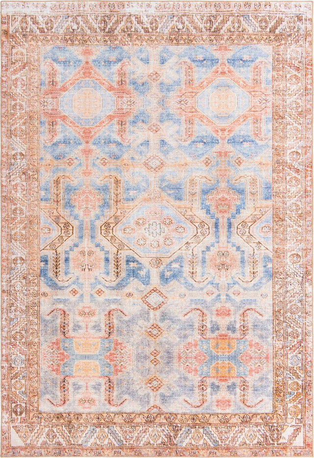 Washable Blue 8' 4 x 12' Timeless Rectangle Area Rug Easy to Clean Stain Resistant & Durable Traditional Classic Vintage Design Carpet for Sale at Rug Engine