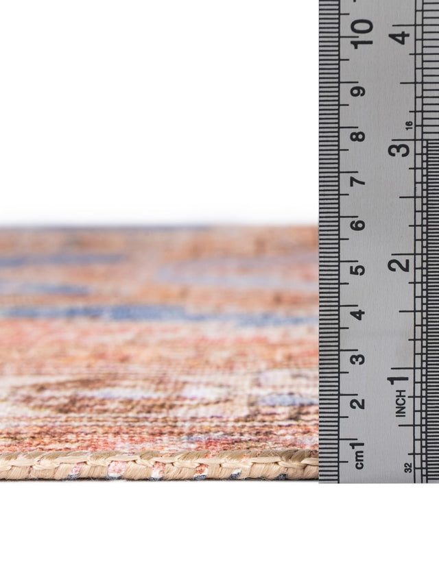 Washable Blue 5' x 5' Timeless Round Area Rug Easy to Clean Stain Resistant & Durable