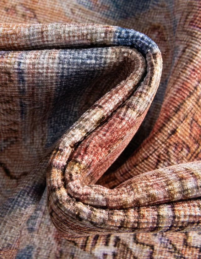 Washable Blue 5' x 5' Timeless Round Area Rug Easy to Clean Stain Resistant & Durable