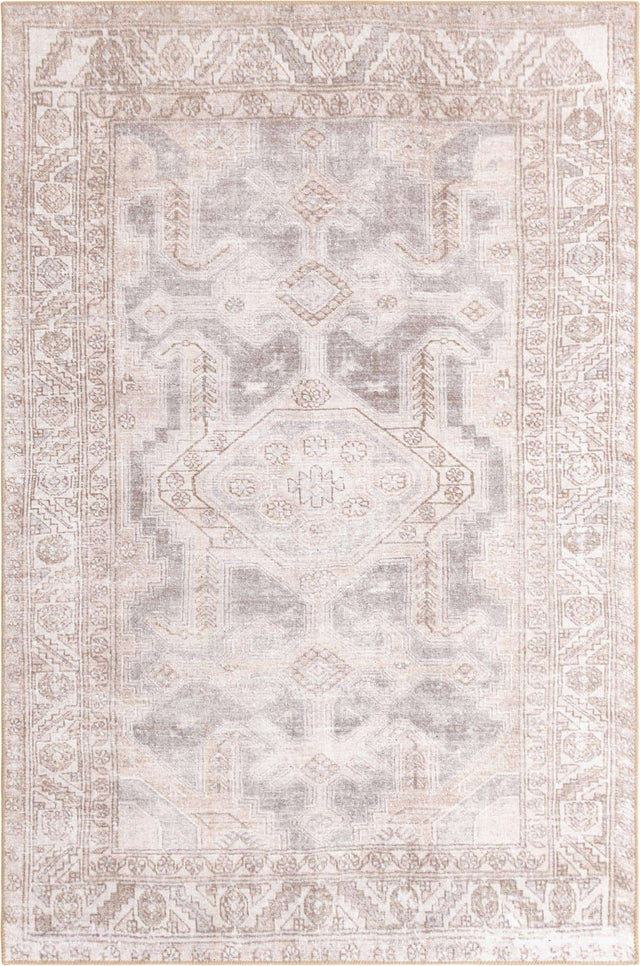 Washable Gray 5' x 8' Timeless Rectangle Area Rug Easy to Clean Stain Resistant & Durable Traditional Classic Vintage Design Carpet for Sale at Rug Engine