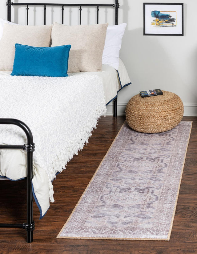Washable Gray 2' x 6' Timeless Runner Area Rug Easy to Clean Stain Resistant & Durable Traditional Classic Vintage Design Carpet for Sale at Rug Engine