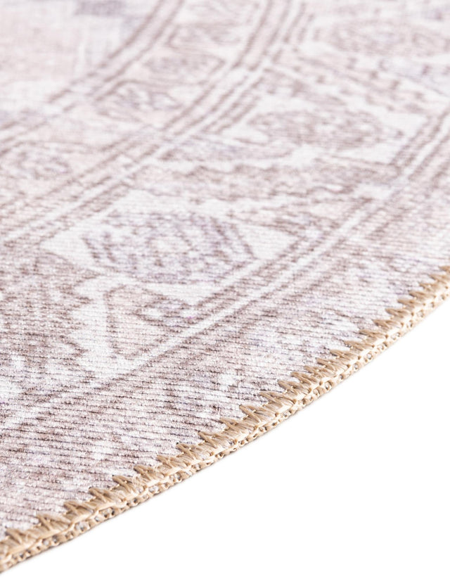 Washable Gray 5' x 5' Timeless Round Area Rug Easy to Clean Stain Resistant & Durable Traditional Classic Vintage Design Carpet for Sale at Rug Engine