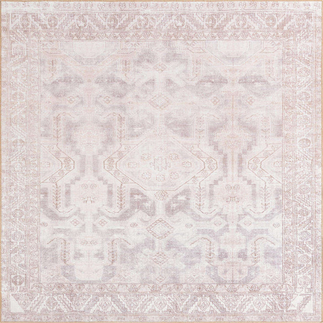 Washable Gray 7' 6 x 7' 6 Timeless Square Area Rug Easy to Clean Stain Resistant & Durable Traditional Classic Vintage Design Carpet for Sale at Rug Engine