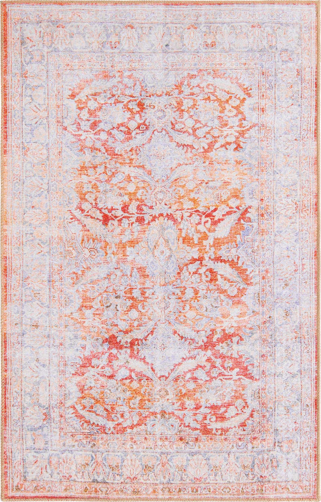Washable Rust Red 3' 6 x 5' 6 Timeless Rectangle Area Rug Easy to Clean Stain Resistant & Durable Traditional Classic Vintage Design Carpet for Sale at Rug Engine