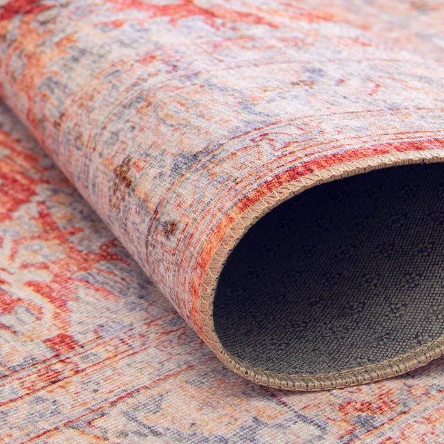 Washable Rust Red 7' 6 x 10' 6 Timeless Rectangle Area Rug Easy to Clean Stain Resistant & Durable Traditional Classic Vintage Design Carpet for Sale at Rug Engine