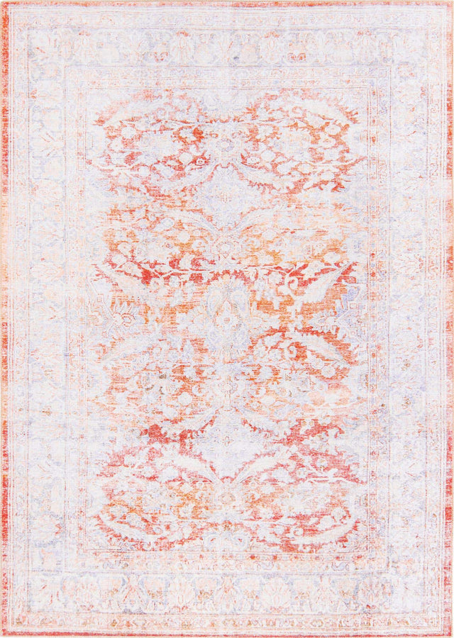 Washable Rust Red 7' 6 x 10' 6 Timeless Rectangle Area Rug Easy to Clean Stain Resistant & Durable Traditional Classic Vintage Design Carpet for Sale at Rug Engine