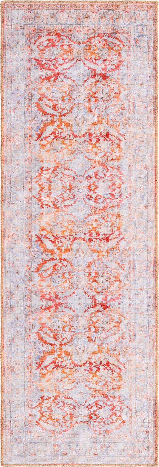 Washable Rust Red 2' x 6' Timeless Runner Area Rug Easy to Clean Stain Resistant & Durable Traditional Classic Vintage Design Carpet for Sale at Rug Engine