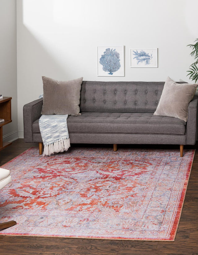 Washable Rust Red 7' 6 x 7' 6 Timeless Square Area Rug Easy to Clean Stain Resistant & Durable Traditional Classic Vintage Design Carpet for Sale at Rug Engine