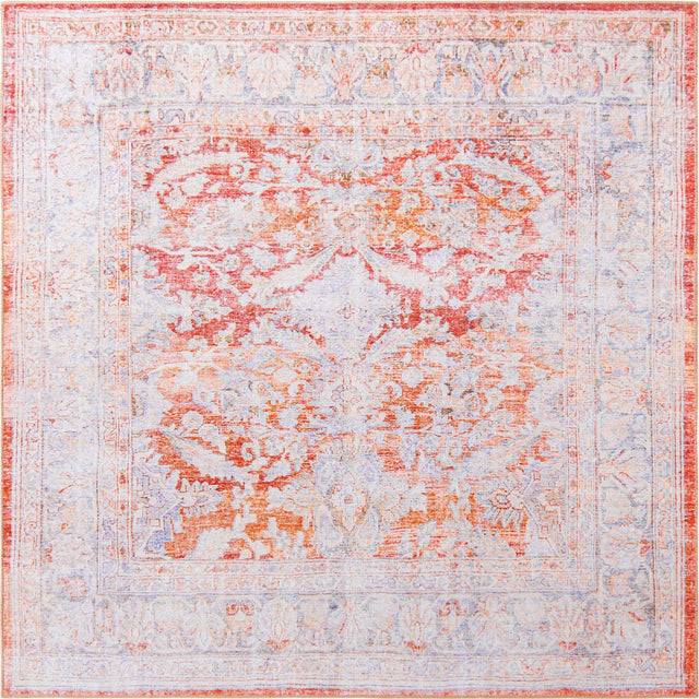 Washable Rust Red 7' 6 x 7' 6 Timeless Square Area Rug Easy to Clean Stain Resistant & Durable Traditional Classic Vintage Design Carpet for Sale at Rug Engine