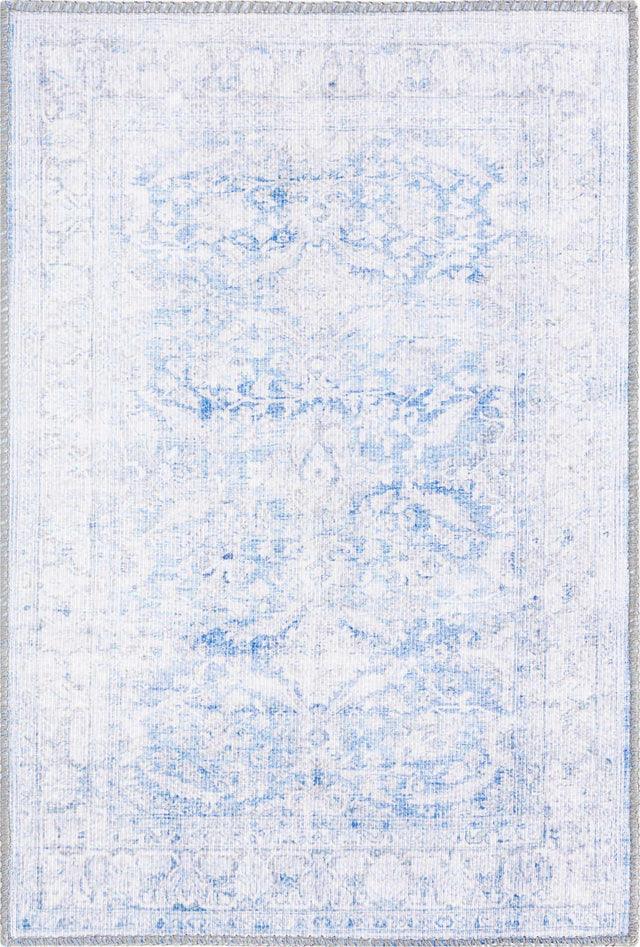 Washable Blue 2' x 3' Timeless Rectangle Area Rug Easy to Clean Stain Resistant & Durable Traditional Classic Vintage Design Carpet for Sale at Rug Engine