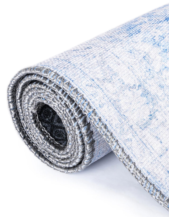 Washable Blue 7' 6 x 10' 6 Timeless Rectangle Area Rug Easy to Clean Stain Resistant & Durable Traditional Classic Vintage Design Carpet for Sale at Rug Engine