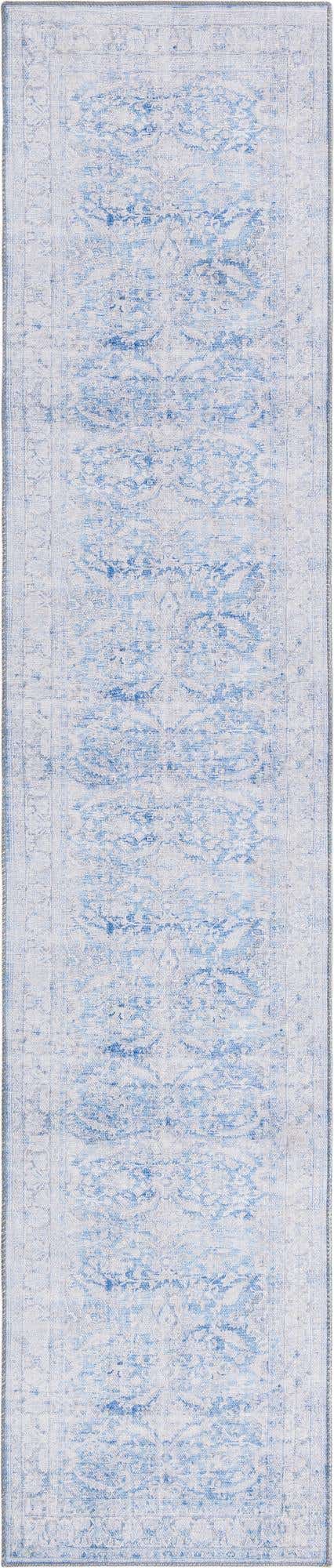 Washable Blue 2' 6 x 12' Timeless Runner Area Rug Easy to Clean Stain Resistant & Durable Traditional Classic Vintage Design Carpet for Sale at Rug Engine