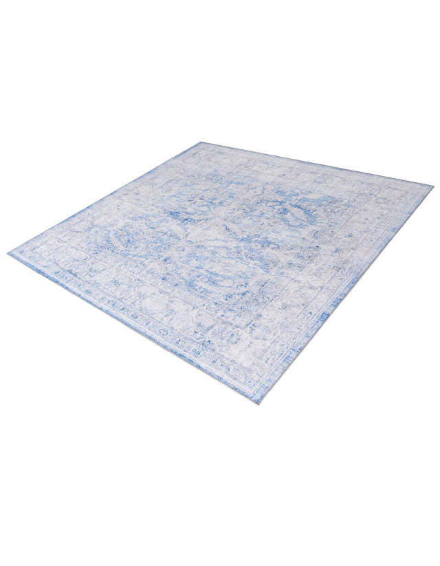 Washable Blue 7' 6 x 7' 6 Timeless Square Area Rug Easy to Clean Stain Resistant & Durable Traditional Classic Vintage Design Carpet for Sale at Rug Engine