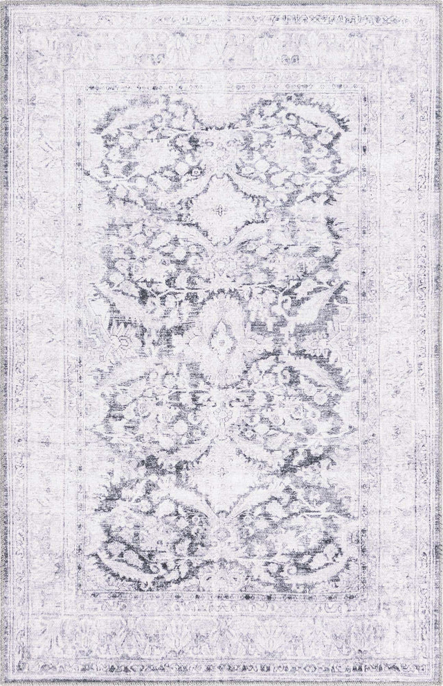 Washable Charcoal 3' 6 x 5' 6 Timeless Rectangle Area Rug Easy to Clean Stain Resistant & Durable Traditional Classic Vintage Design Carpet for Sale at Rug Engine