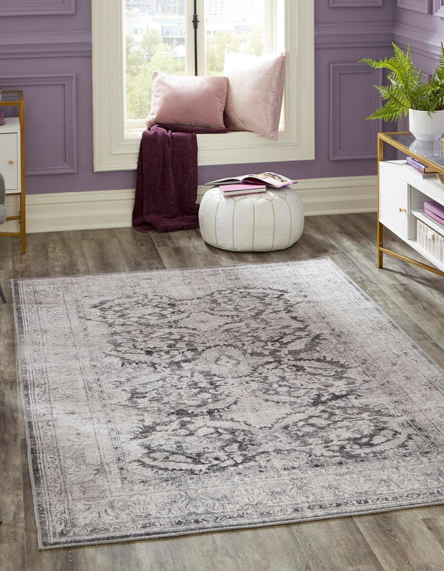 Washable Charcoal 8' 4 x 12' Timeless Rectangle Area Rug Easy to Clean Stain Resistant & Durable Traditional Classic Vintage Design Carpet for Sale at Rug Engine