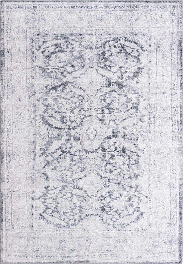 Washable Charcoal 8' 4 x 12' Timeless Rectangle Area Rug Easy to Clean Stain Resistant & Durable Traditional Classic Vintage Design Carpet for Sale at Rug Engine