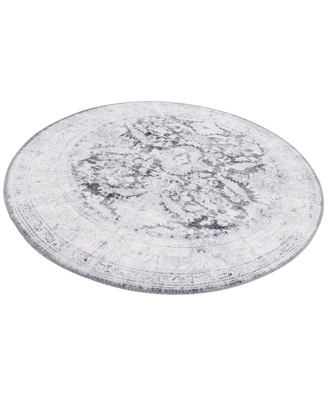 Washable Charcoal 3' 6 x 3' 6 Timeless Round Area Rug Easy to Clean Stain Resistant & Durable Traditional Classic Vintage Design Carpet for Sale at Rug Engine