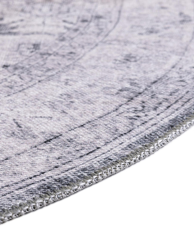 Washable Charcoal 7' 7 x 7' 7 Timeless Round Area Rug Easy to Clean Stain Resistant & Durable Traditional Classic Vintage Design Carpet for Sale at Rug Engine