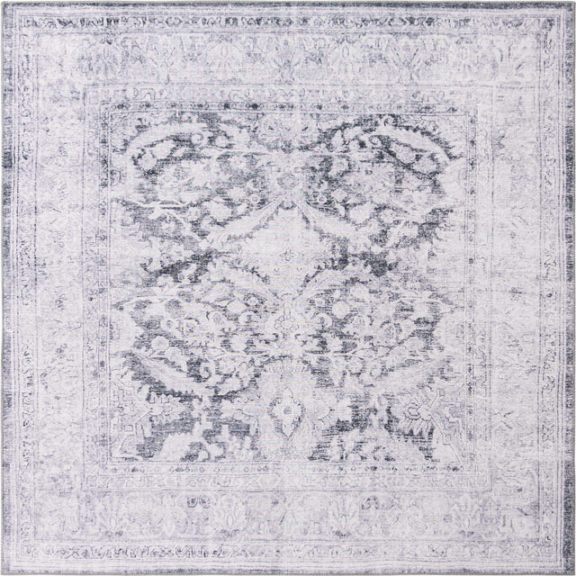 Washable Charcoal 7' 6 x 7' 6 Timeless Square Area Rug Easy to Clean Stain Resistant & Durable Traditional Classic Vintage Design Carpet for Sale at Rug Engine