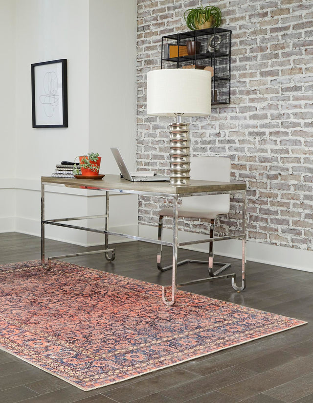 Washable Navy Blue 3' 6 x 5' 6 Timeless Rectangle Area Rug Easy to Clean Stain Resistant & Durable Traditional Classic Vintage Design Carpet for Sale at Rug Engine