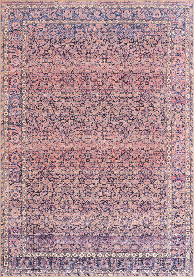 Washable Navy Blue 7' 6 x 10' 6 Timeless Rectangle Area Rug Easy to Clean Stain Resistant & Durable Traditional Classic Vintage Design Carpet for Sale at Rug Engine