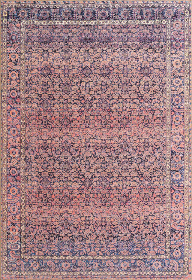 Washable Navy Blue 8' 4 x 12' Timeless Rectangle Area Rug Easy to Clean Stain Resistant & Durable Traditional Classic Vintage Design Carpet for Sale at Rug Engine