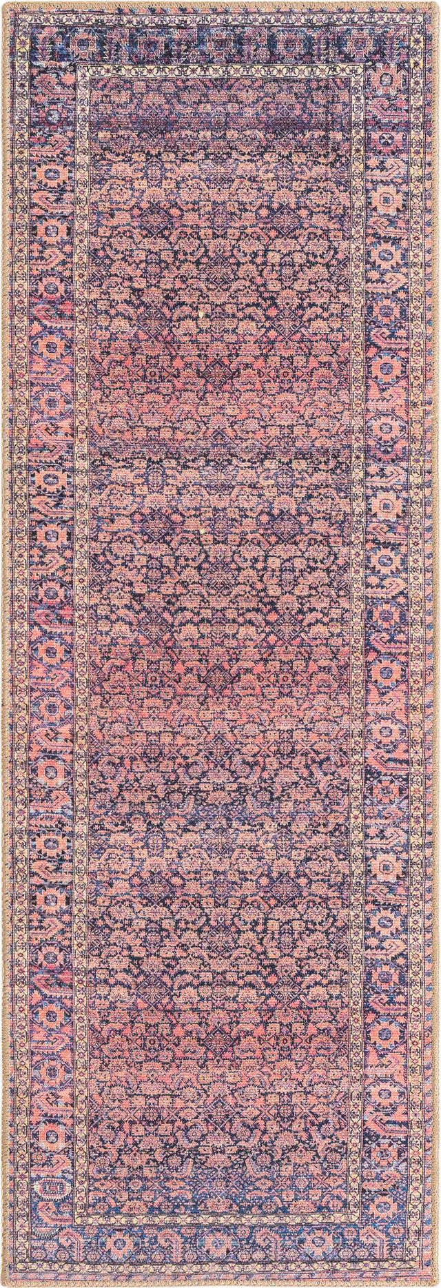 Washable Navy Blue 2' x 6' Timeless Runner Area Rug Easy to Clean Stain Resistant & Durable Traditional Classic Vintage Design Carpet for Sale at Rug Engine