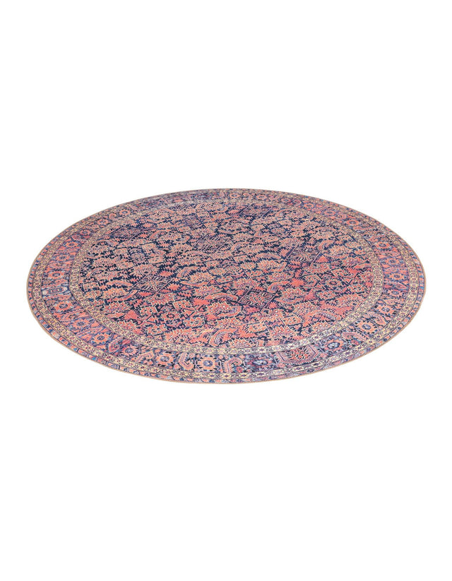 Washable Navy Blue 7' 7 x 7' 7 Timeless Round Area Rug Easy to Clean Stain Resistant & Durable Traditional Classic Vintage Design Carpet for Sale at Rug Engine