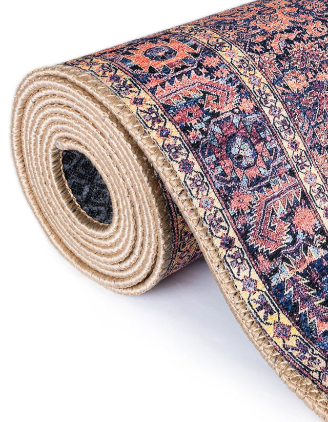 Washable Navy Blue 7' 6 x 7' 6 Timeless Square Area Rug Easy to Clean Stain Resistant & Durable Traditional Classic Vintage Design Carpet for Sale at Rug Engine