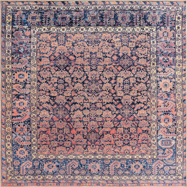Washable Navy Blue 7' 6 x 7' 6 Timeless Square Area Rug Easy to Clean Stain Resistant & Durable Traditional Classic Vintage Design Carpet for Sale at Rug Engine