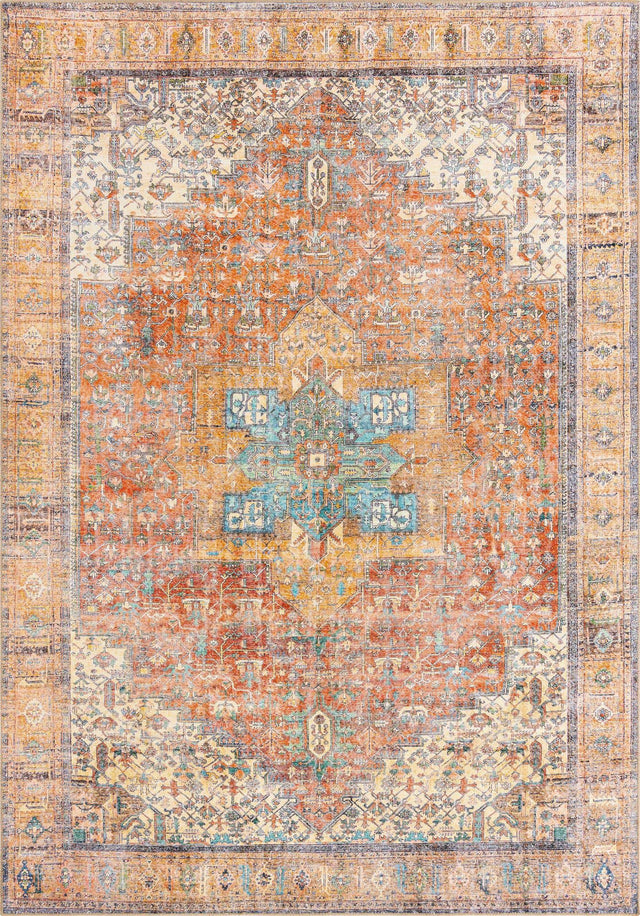 Washable Rust Red 8' 4 x 12' Timeless Rectangle Area Rug Easy to Clean Stain Resistant & Durable Traditional Classic Vintage Design Carpet for Sale at Rug Engine