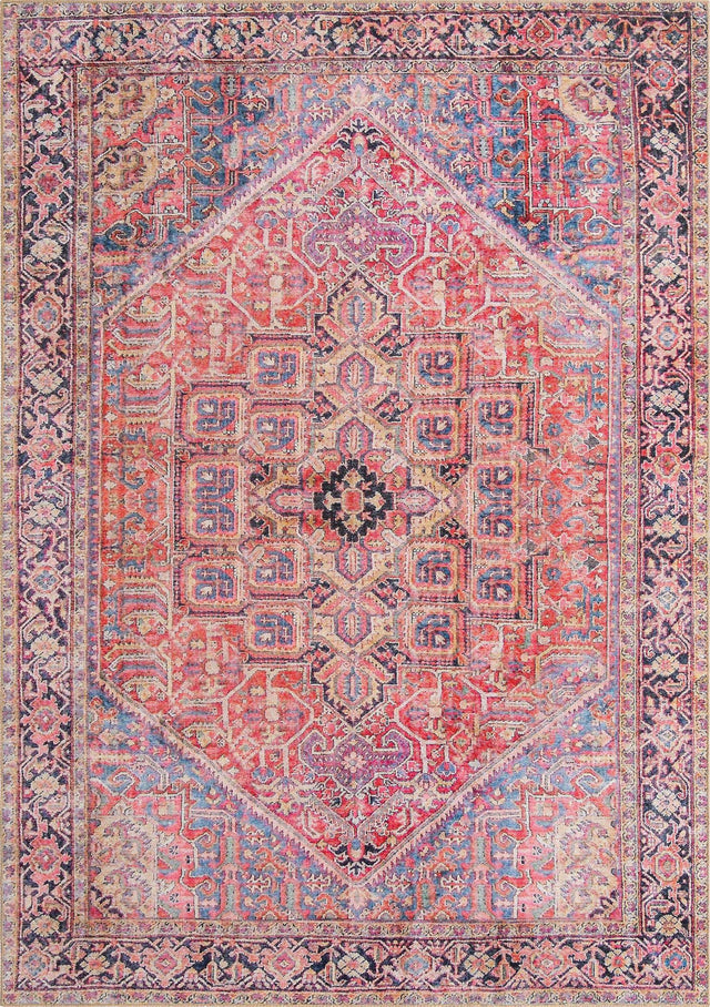 Washable Red 7' 6 x 10' 6 Timeless Rectangle Area Rug Easy to Clean Stain Resistant & Durable Traditional Classic Vintage Design Carpet for Sale at Rug Engine