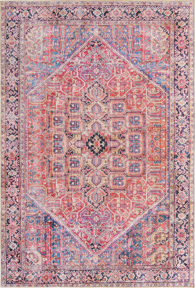 Washable Red 8' 4 x 12' Timeless Rectangle Area Rug Easy to Clean Stain Resistant & Durable Traditional Classic Vintage Design Carpet for Sale at Rug Engine