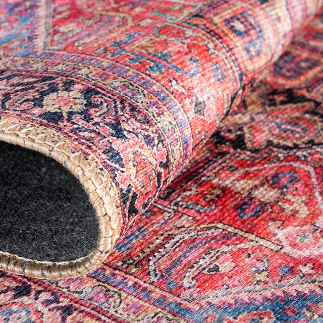 Washable Red 2' 6 x 12' Timeless Runner Area Rug Easy to Clean Stain Resistant & Durable Traditional Classic Vintage Design Carpet for Sale at Rug Engine