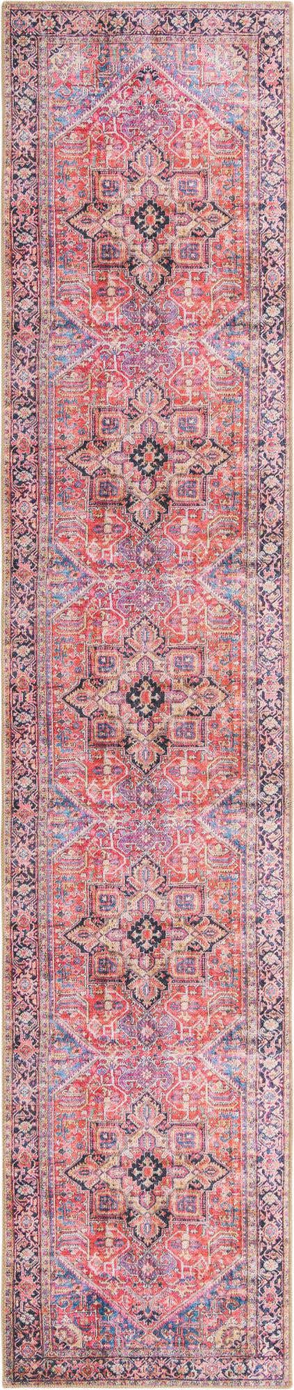 Washable Red 2' 6 x 12' Timeless Runner Area Rug Easy to Clean Stain Resistant & Durable Traditional Classic Vintage Design Carpet for Sale at Rug Engine