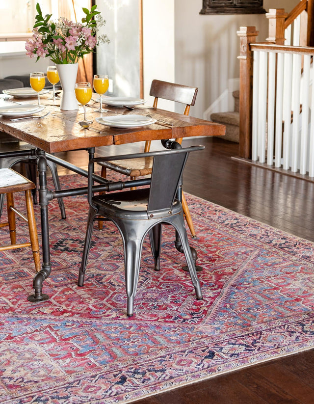 Washable Red 7' 6 x 7' 6 Timeless Square Area Rug Easy to Clean Stain Resistant & Durable Traditional Classic Vintage Design Carpet for Sale at Rug Engine