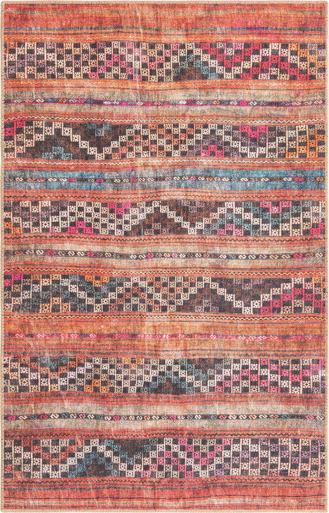 Washable Multicolor 3' 6 x 5' 6 Timeless Rectangle Area Rug Easy to Clean Stain Resistant & Durable Traditional Classic Vintage Design Carpet for Sale at Rug Engine