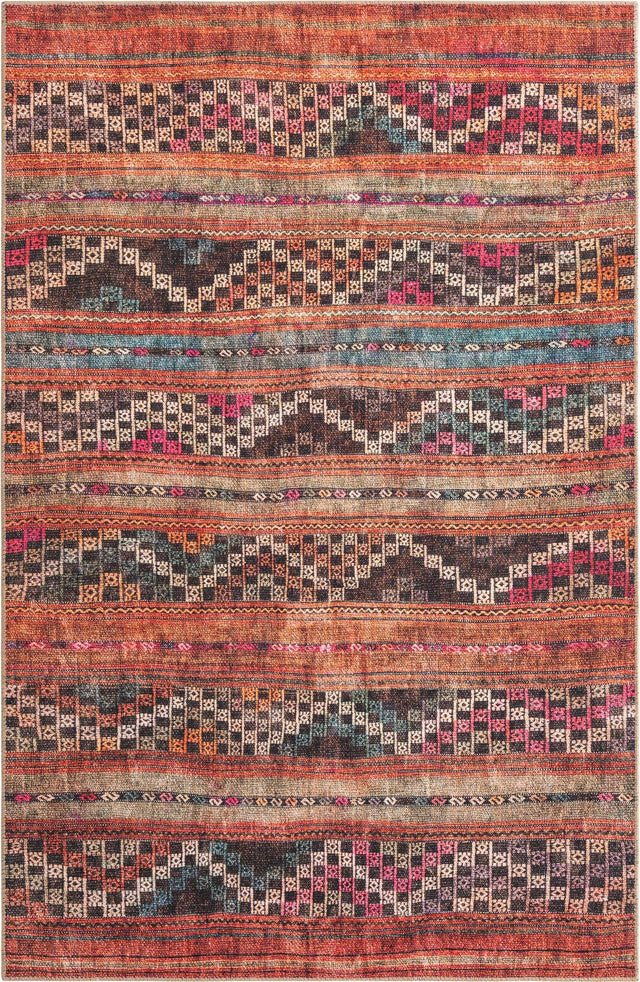 Washable Multicolor 5' x 8' Timeless Rectangle Area Rug Easy to Clean Stain Resistant & Durable Traditional Classic Vintage Design Carpet for Sale at Rug Engine