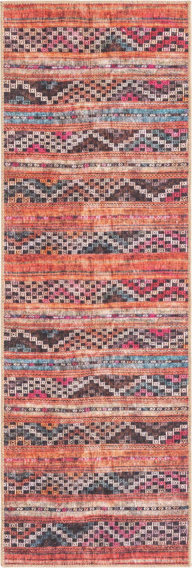 Washable Multicolor 2' x 6' Timeless Runner Area Rug Easy to Clean Stain Resistant & Durable Traditional Classic Vintage Design Carpet for Sale at Rug Engine