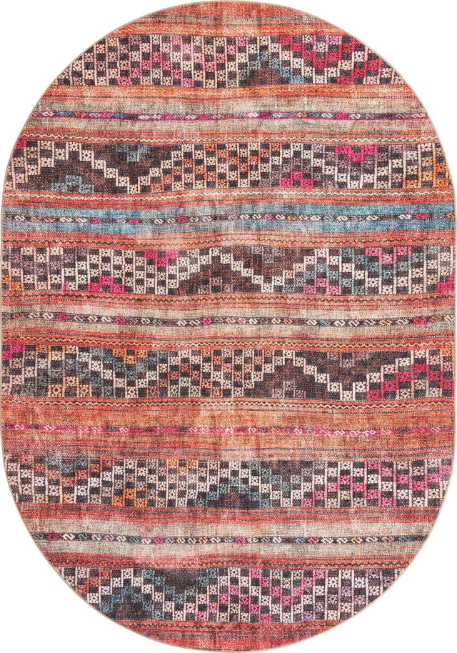 Washable Multicolor 7' 6 x 10' 6 Timeless Oval Area Rug Easy to Clean Stain Resistant & Durable Traditional Classic Vintage Design Carpet for Sale at Rug Engine