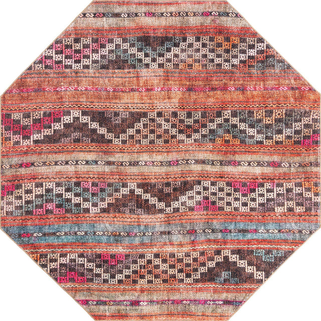 Washable Multicolor 7' 6 x 7' 6 Timeless Octagon Area Rug Easy to Clean Stain Resistant & Durable Traditional Classic Vintage Design Carpet for Sale at Rug Engine
