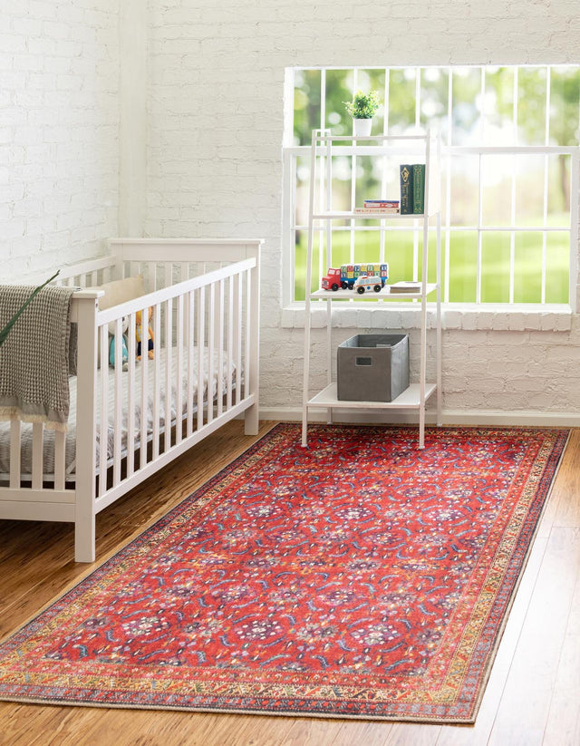 Washable Red 2' x 3' Timeless Rectangle Area Rug Easy to Clean Stain Resistant & Durable Traditional Classic Vintage Design Carpet for Sale at Rug Engine