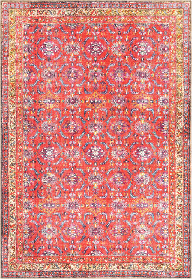 Washable Red 8' 4 x 12' Timeless Rectangle Area Rug Easy to Clean Stain Resistant & Durable Traditional Classic Vintage Design Carpet for Sale at Rug Engine