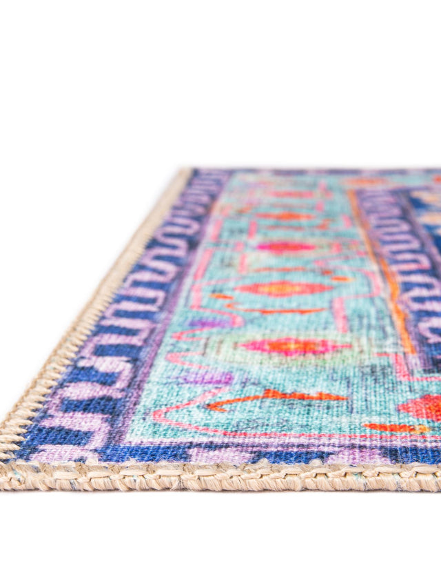 Washable Blue 7' 6 x 10' 6 Timeless Rectangle Area Rug Easy to Clean Stain Resistant & Durable Traditional Classic Vintage Design Carpet for Sale at Rug Engine