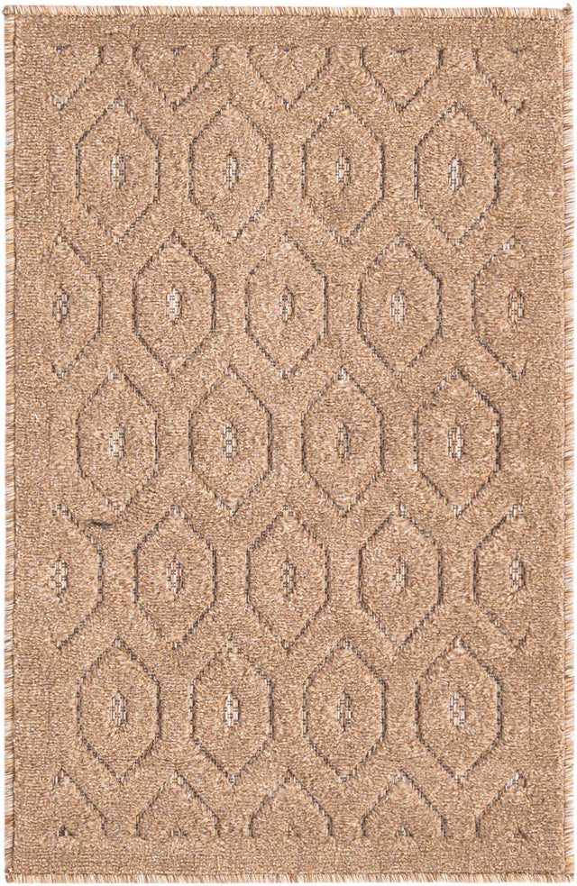 Beige 2' x 3' Outdoor Trellis Textured Rectangle Area Rug Weather Resistant for Patio, Deck, Terrace, Balcony, Porch Geometric Design Water Safe Outside Carpet for Sale at Rug Engine