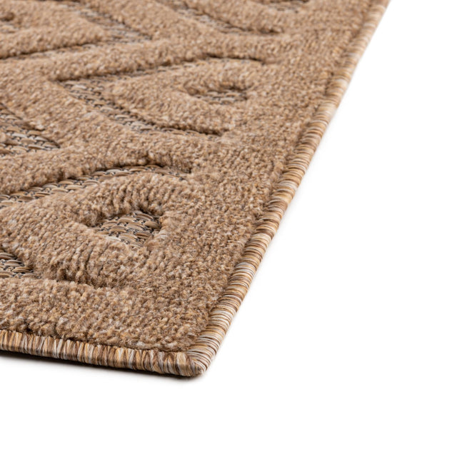 Beige 7' 10 x 7' 10 Outdoor Trellis Textured Square Area Rug Weather Resistant for Patio, Deck, Terrace, Balcony, Porch Geometric Design Water Safe Outside Carpet for Sale at Rug Engine