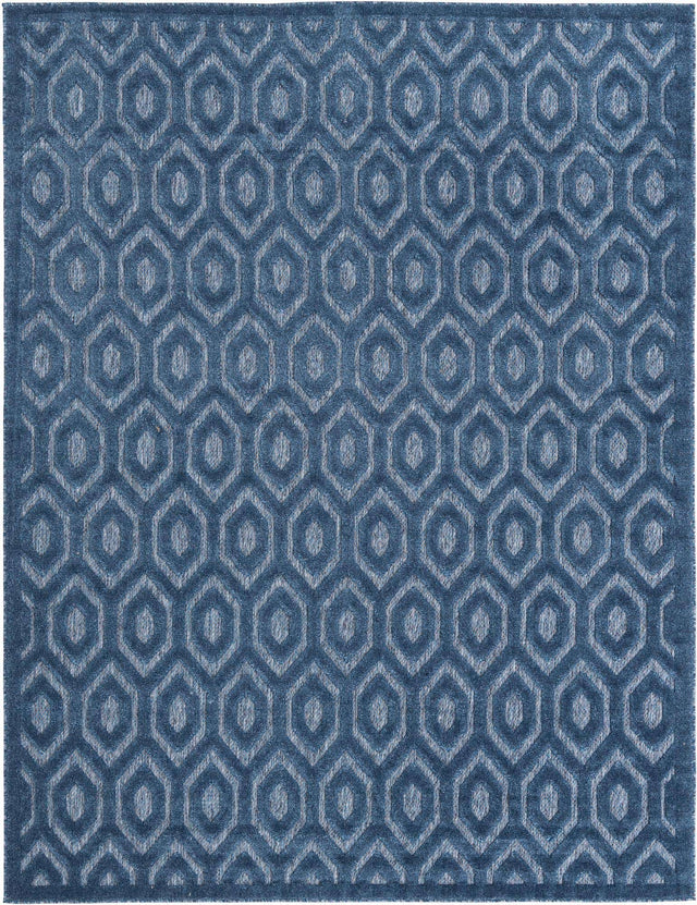 Navy Blue 7' 10 x 10' Outdoor Trellis Textured Rectangle Area Rug Weather Resistant for Patio, Deck, Terrace, Balcony, Porch Geometric Design Water Safe Outside Carpet for Sale at Rug Engine