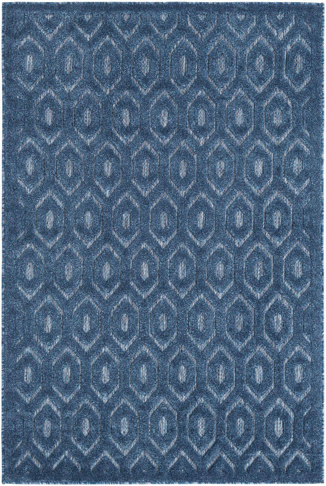 Navy Blue 4' x 6' Outdoor Trellis Textured Rectangle Area Rug Weather Resistant for Patio, Deck, Terrace, Balcony, Porch Geometric Design Water Safe Outside Carpet for Sale at Rug Engine