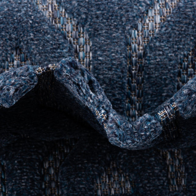 Navy Blue 7' x 7' Outdoor Trellis Textured Round Area Rug Weather Resistant for Patio, Deck, Terrace, Balcony, Porch Geometric Design Water Safe Outside Carpet for Sale at Rug Engine